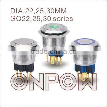 ONPOW metal pushbutton switch(GQ22 Series,Dia.22mm,CE,ROHS,REECH,IP65,Anti vandal)