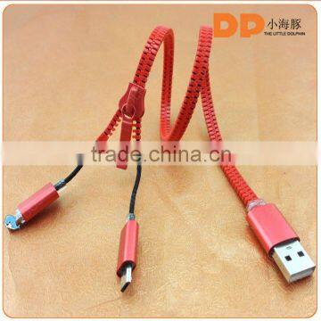 High Quality Micro Usb Cable Zipper Date Cable With Led Light photo-2
