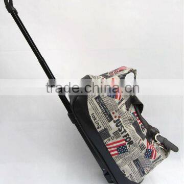 Fashion Flag Printing Jacquard Fancy luggage Bag Lowest Price and High Quality Travel Trolley Bag