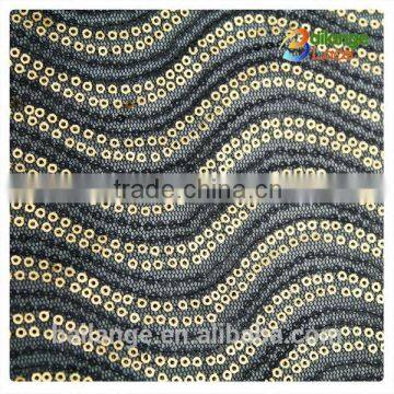 2014 newest design gold and black mix embroidery cheap sequin fabric