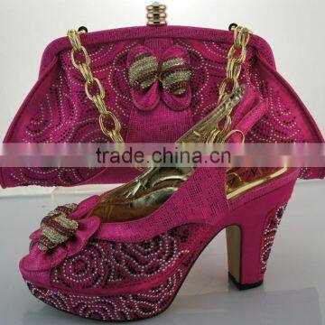 Retail and wholesale ladies handbag and ladies shoes for set 5 different colors