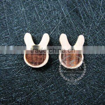 8mm setting size vintage style natual log wood bezel rabbit ears round pendant setting DIY findings supplies 1411147