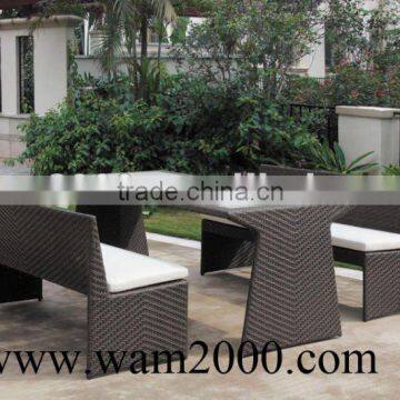 garden rattan dining table and 2 chairs for outdoor