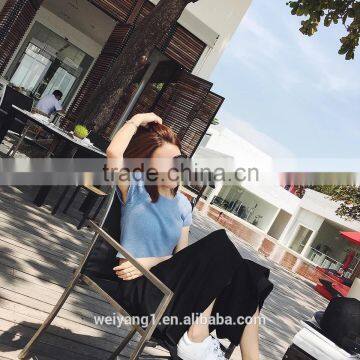 Wholesales Women Blank Summer Short Slim Fit Tops Round Neck photo-3