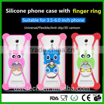 Wholesale silicone phone case for smartphone with finger ring