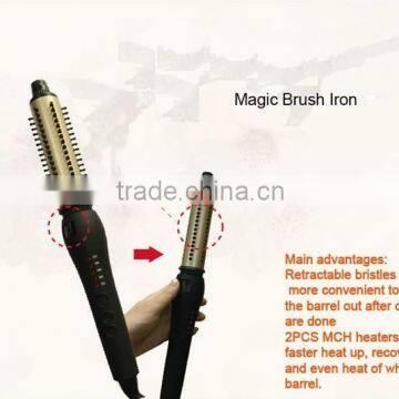 Innovative retractable bristel for new hair styles hair curling