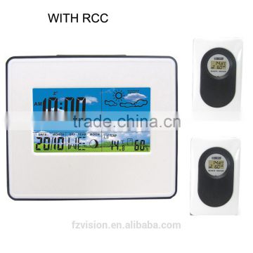 Weather station wifi/ 433mhz wireless RCC weather station with 2 tramsmitters / radio controlled weather station clock