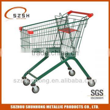 nestable style and plastic surface handling shopping trolley cart