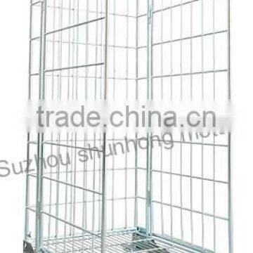 stacking folding mesh wheeled roll containers