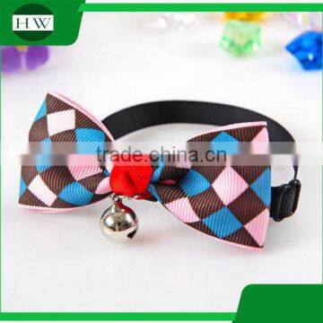 Cute Grid Bowknot Dog Puppy Cat Bow Tie Necktie Dog Collars With Bell Tie Collar ,Cat Collar With Free Sample photo-2
