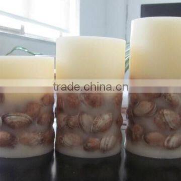 flameless led candles christmas decrative led real wax candles with shells led shells candles