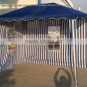 Blue striped polyester gazebo with windows 2x3m