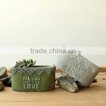 Windowsill adornment rectangular cement flower planter