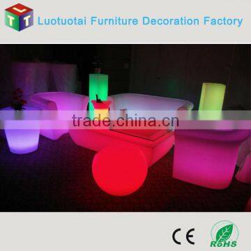 Commercial living room 16 color change led sofa set with tea table