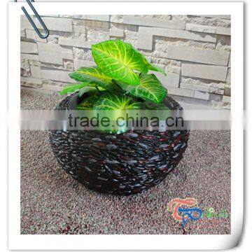 Modern Style Pebble Black Resin Garden Flower Pots