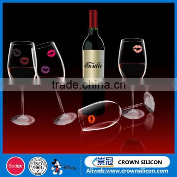 Different shapes Moustache silicone wine cup glass marker