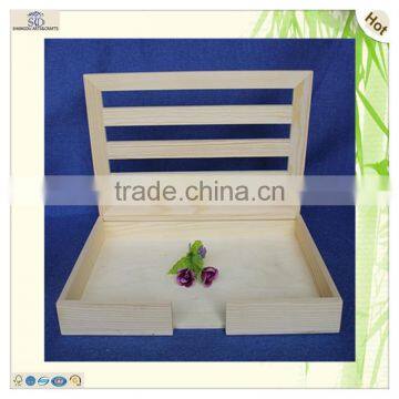 Simple Elegant Large Cuboid Plate Lid Plain Pine Wooden Box photo-4