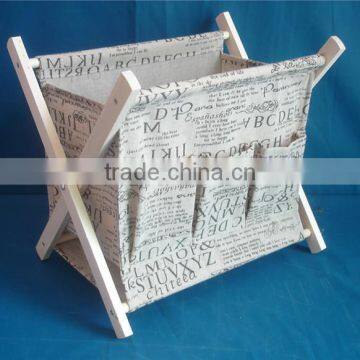 Factory Price Foldable Wooden Newspaper Holder With Fabric Wholesale photo-2