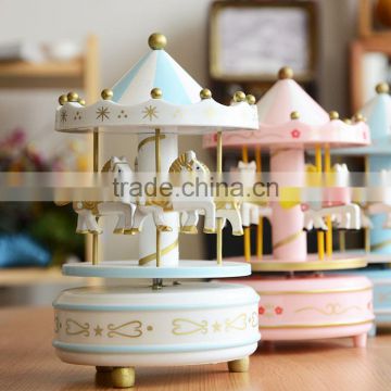 N533 Wooden Music Box Wooden Carousel Christmas Gift Decoration