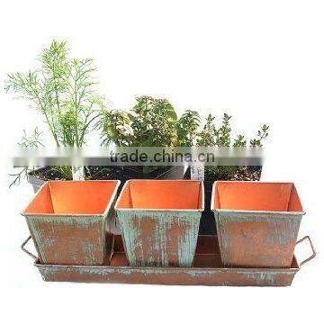 Copper Patina Trio Planter kit, Mini Garden Kit, Indoor grow Kit