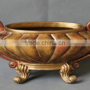 Handmade polyresin gold leaf decorative fruit bowl