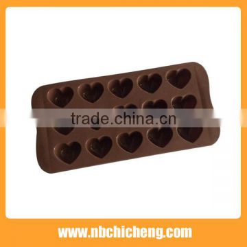 Hot selling 15 cavity heart shape silicone chocalate molds, silicone heart molds, Heart Shaped Ice Cube Tray