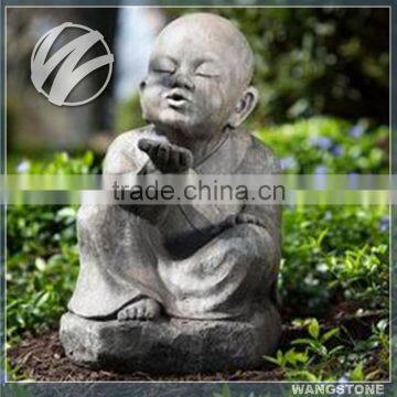 Modern Little Monk With Hand Carved Stone Sculpture by Priestling Buddha Head Statue photo-5