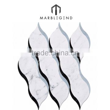 Leaf shape natural stone waterjet marble mosaic