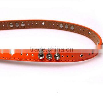 Fashion Rhinestone Decorated Pin Buckle Sex Girl Thin Orange PU Waist Belt photo-6