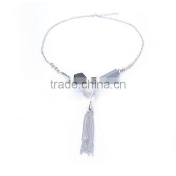 Assorted Geometric Beads Chain Necklace Long Chain Tassel Necklace