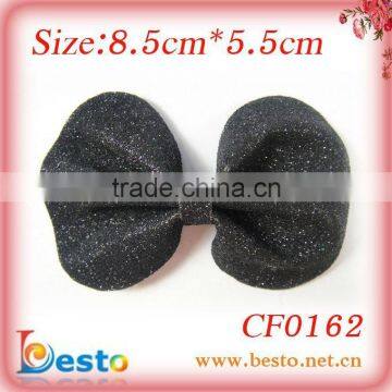 CF0162 Fashion handmade glitter black bow cloth flowers for kids