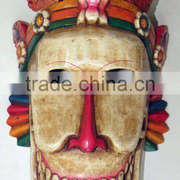 Hand Crafted Wooden Mask of Tribal face Wall Hanging Made In Nepal