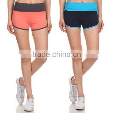 Fold Over Solid Waistband Yoga Capri Wholesale Blank Sweat Crossfit Shorts For Women