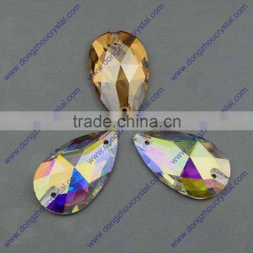 Dongzhou AB/001GSHA Color Sewing on Crystal Stones, k5 Quality Flat Back Tear Drop Crystals photo-3