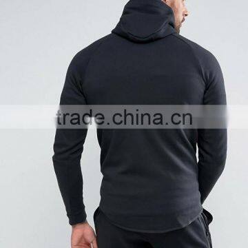 2017High Quality New Design Durable Drawstring Hood Cotton Polyester Sweat Black Casual Men Gym Sports Jacket photo-2