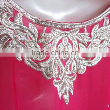 PINK EMBROIDERED Georgette CAFTAN Kaftan Tunic Poncho Zip Cover up photo-5