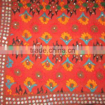Deep Rust Orange PHULKARI GEORGETTE DUPATTA SHAWL, Sequin Hand Embroidery photo-3