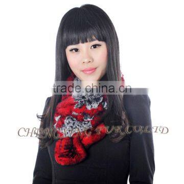 CX-S-164A Hot Selling Wholesale Winter Ladies Rex Rabbit Fur Scarf For Women photo-2