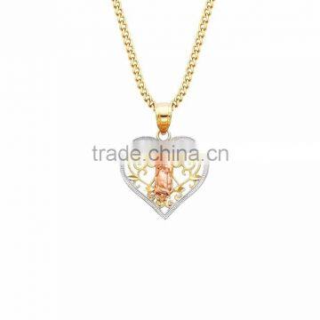 Three Tone Plated Mythological Heart Shape Pendant