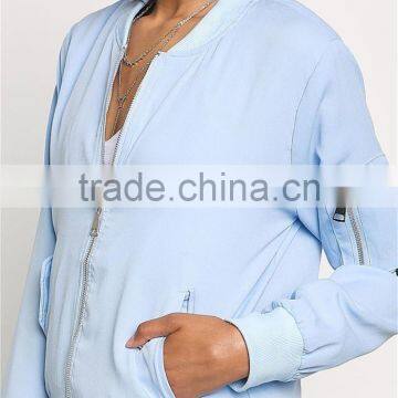 MGOO Custom New Designs 100% Polyester Custom Jackets Women Sky Blue Padded Coat Muslim Fit Fashion Tops photo-4