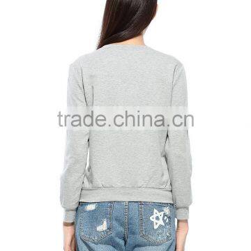 Fashionable Cheap Long Sleeve Grey Pullover Sweatshirt Without Hood photo-3