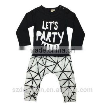 2016 New Baby Boy Clothes Set Fashion Cotton Long-sleeved Party Letter T-shirt+pants 2pcs s Newborn Baby Girl Clothing Set photo-2