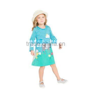 S33555W Baby Girl Long Sleeve Animal Printed Cotton Dress photo-2