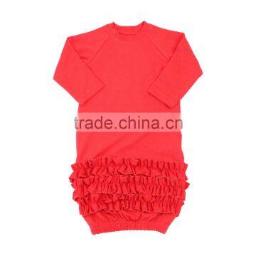 Wholesale Baby gowns sleeping wear organic cotton romper ruffle raglan gown