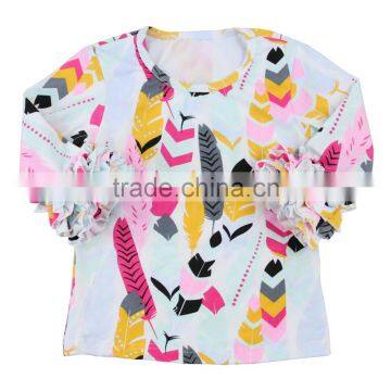 Wholesale Girls Boutique Clothes Newborn Icing Apple Printed Ruffle Cotton Back to School Shirt