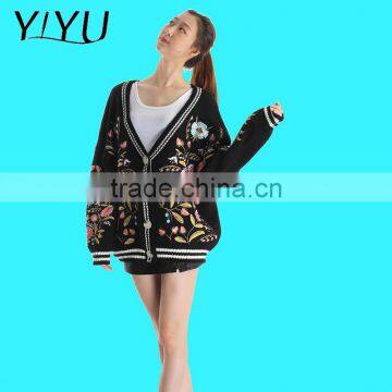 Casual Loose Flower Embroidery Knit School Uniform Cardigans for Students photo-3