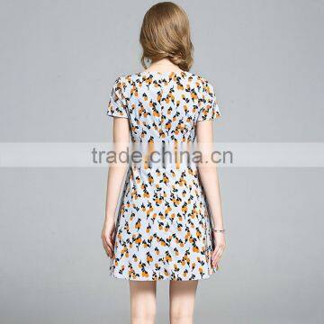 2017 Fashion Summer for Women Fashion Elegant Breathe Printing Floral V-neck Daliy High-waisted Slim Dress photo-4