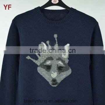Deep Blue Cheap Intarsia Pullover Man' Sweater Design photo-3