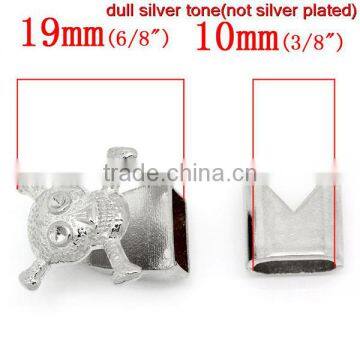 Bracelet End Bar Clasps With Slider For Leather Bracelet Halloween Skull Silver Tone 19x18mm 13x13mm photo-2