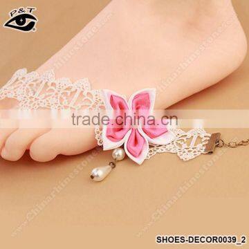 Fashion Feet Chain Flower Designs Lace Ribbon Anklets For Young Girl photo-3